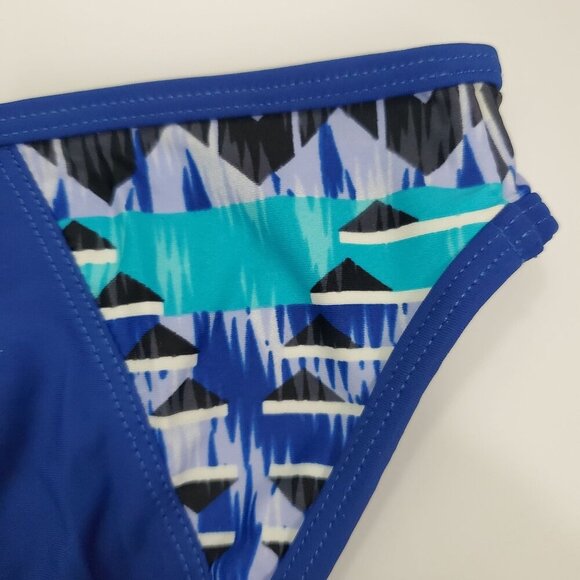 Bingo Surf Women's Blue Southwestern Navajo Print Swim Bikini Bottoms Size S - Picture 2 of 7